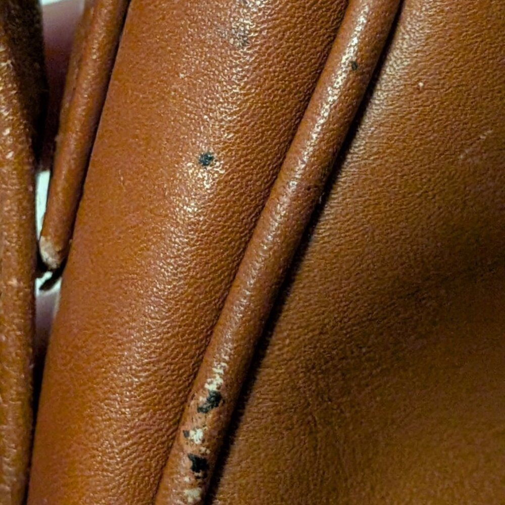 Etra Inc Brown Leather Shoulder Bag Metal Magnetic Clasp And Zipper As Is - Picture 15 of 16